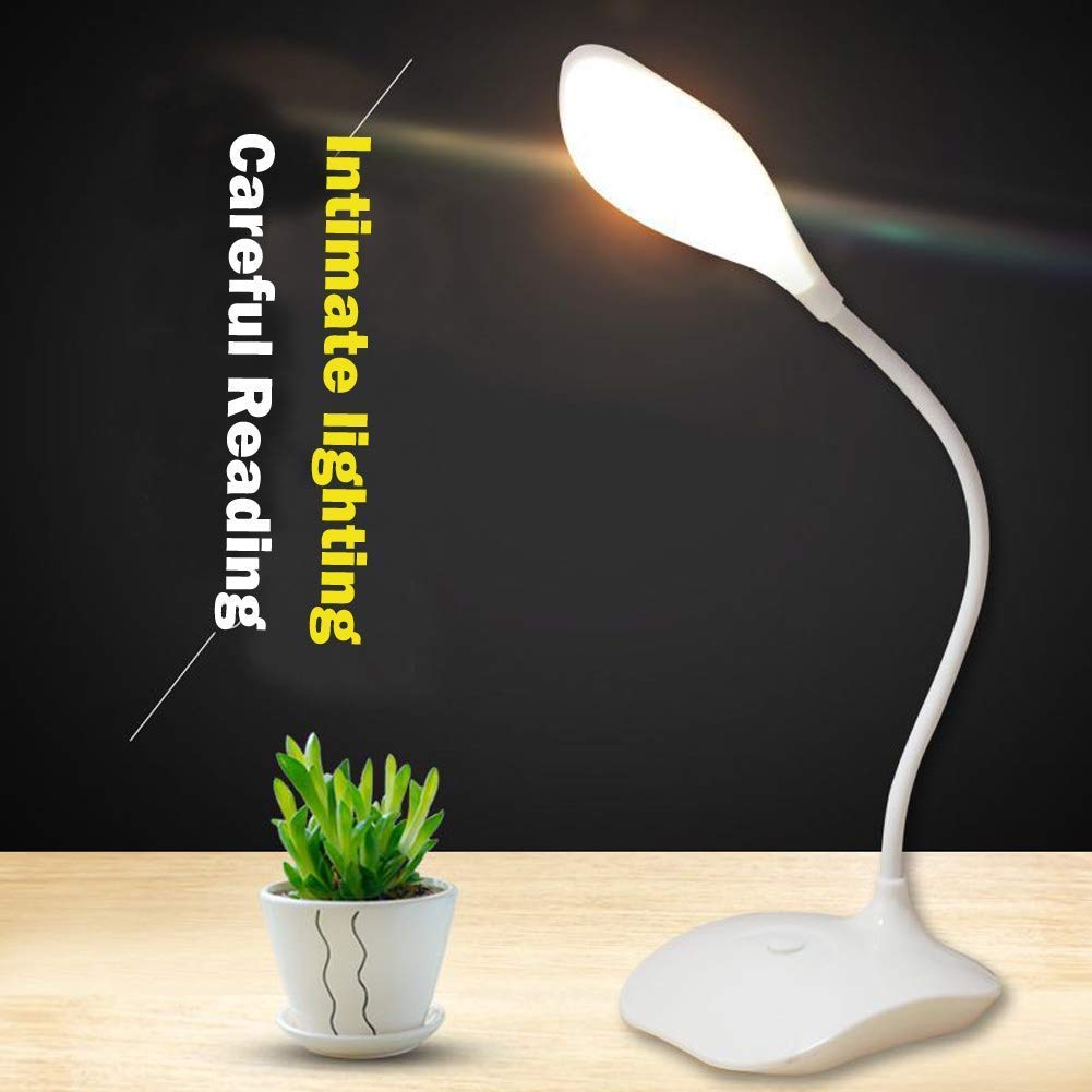LED Table Lamp,Portable Eye-Protected Flexible Gooseneck Small Desk Lights for Dorm Study Office Bedroom-USB and 3 AA Batteries
