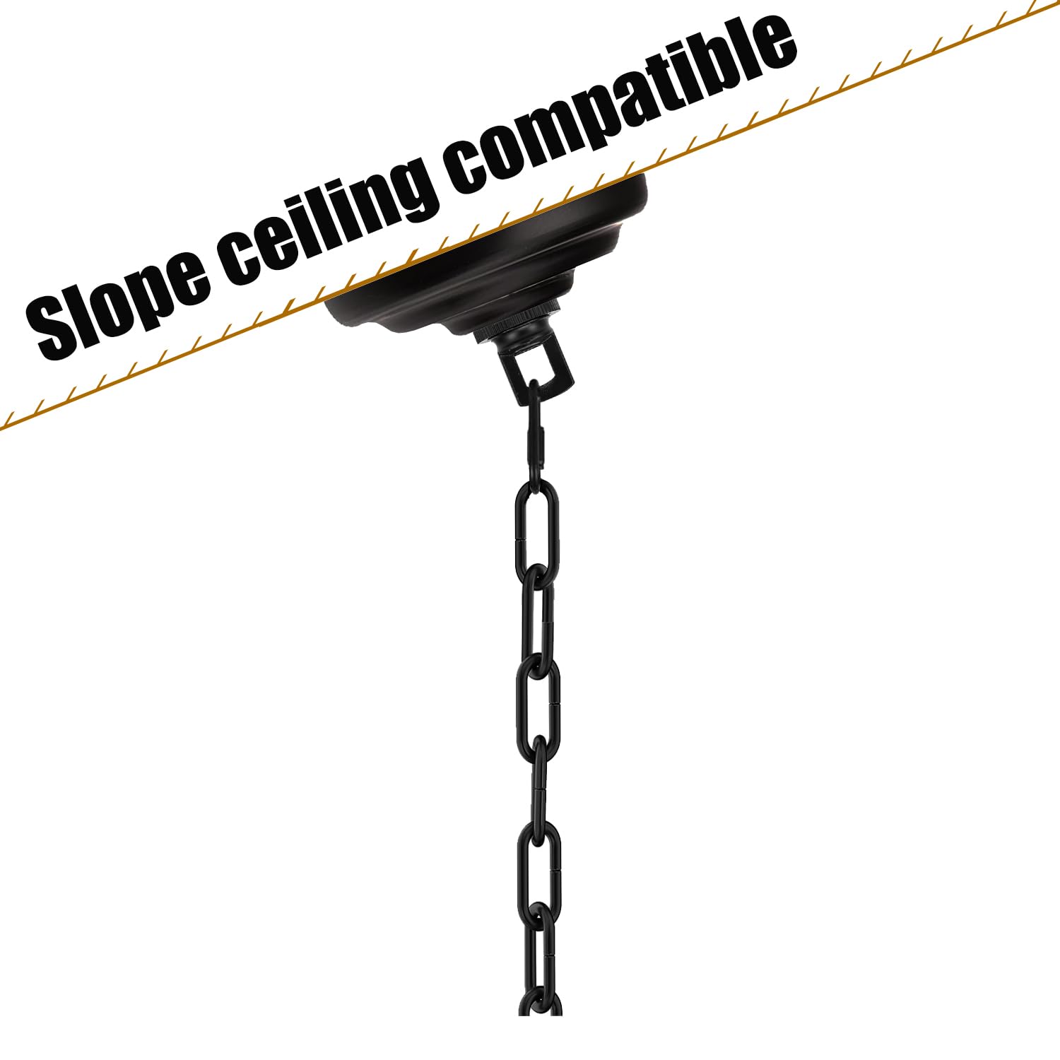 MAYOMAJO Light Canopy Kit, 6 Inch Canopy + 6 Ft Chain, Heavy Duty, Alloy Steel, Black, Model X-BK-6-HC
