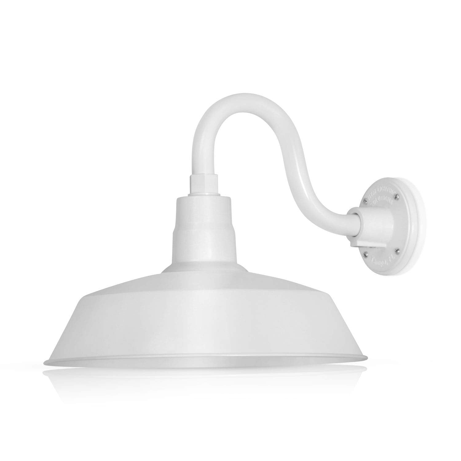 14In. White Outdoor Gooseneck Barn Light Fixture With 10In. Long Extension Arm - Wall Sconce Farmhouse, Antique Style - Ul Liste