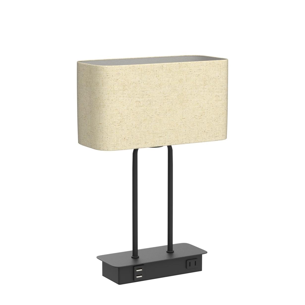 Beslowe 3-Way Dimmable Touch Control Table Lamp With Usb Ports, Cream Fabric Shade, Led Bulb Included
