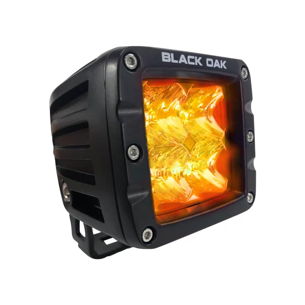 Black Oak 2 Amber LED Pod Light - Flood Optics - Black Housing - Pro Series 3.0