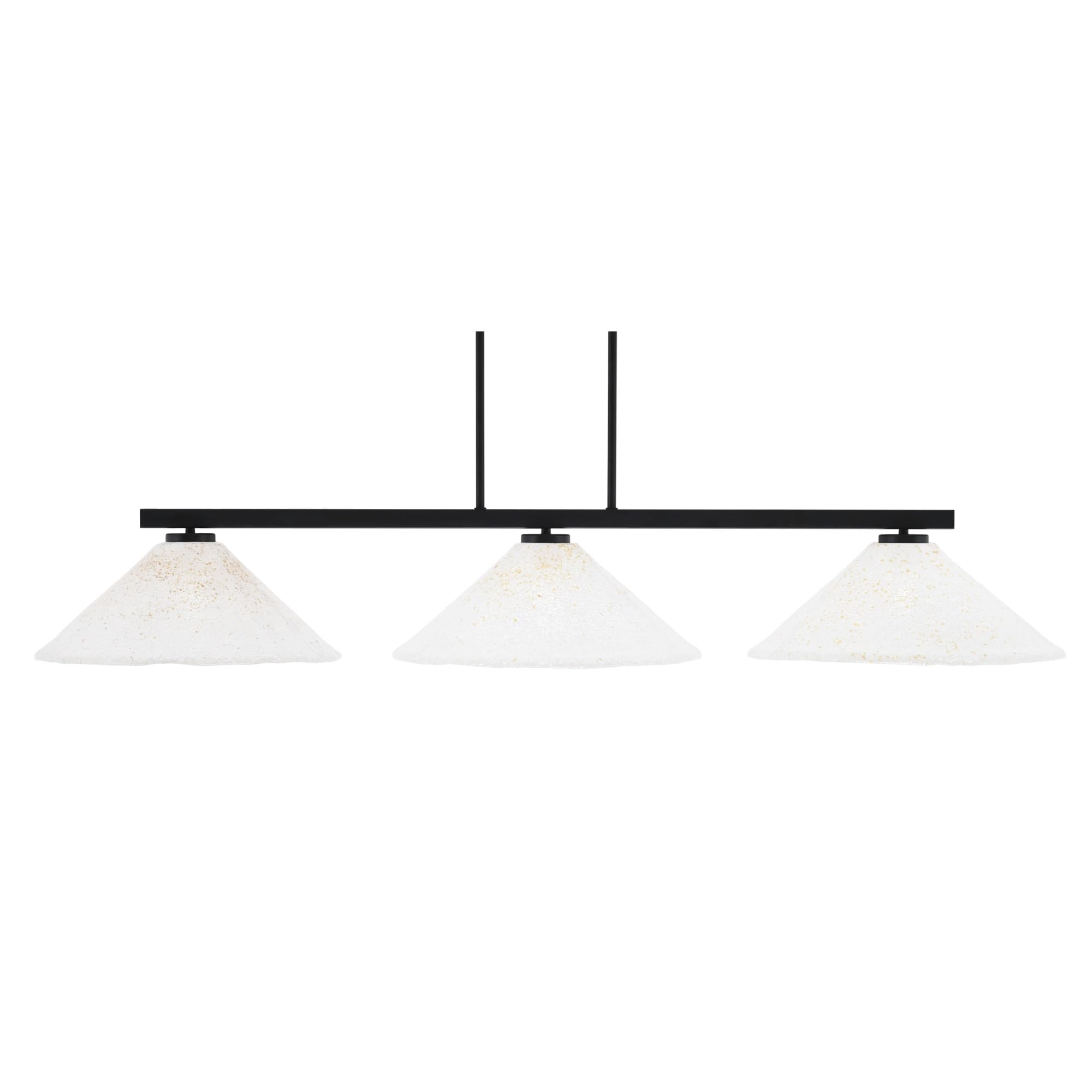 Toltec Lighting Atlas 3 Light Bar, Matte Black Finish, 16in Gold Ice Glass