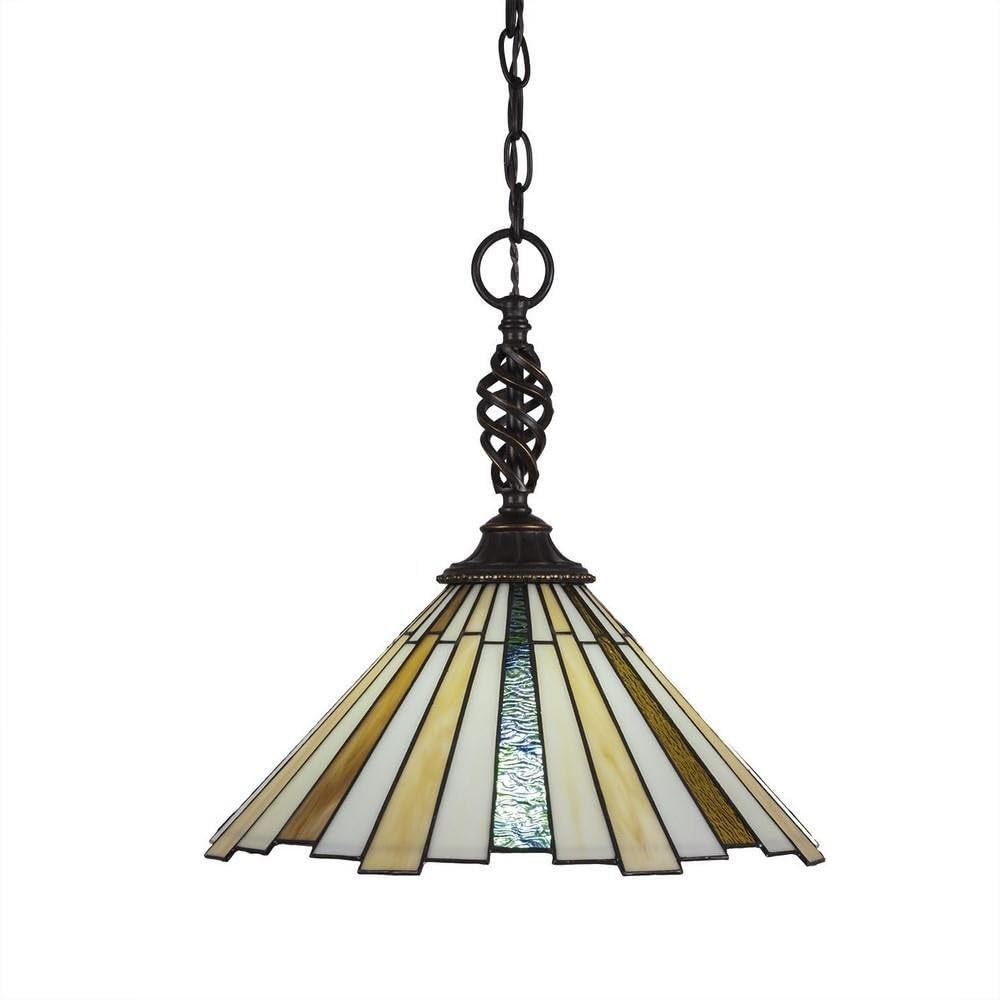 Toltec Lighting 82-DG-933 Eleganté Pendant with Sequoia Glass, 16&quot;, Dark Granite