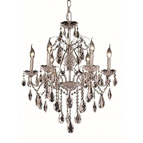 Elegant Lighting 2016D24C/RC 6-Light Crystal Chandelier, Chrome Finish, Clear Crystals