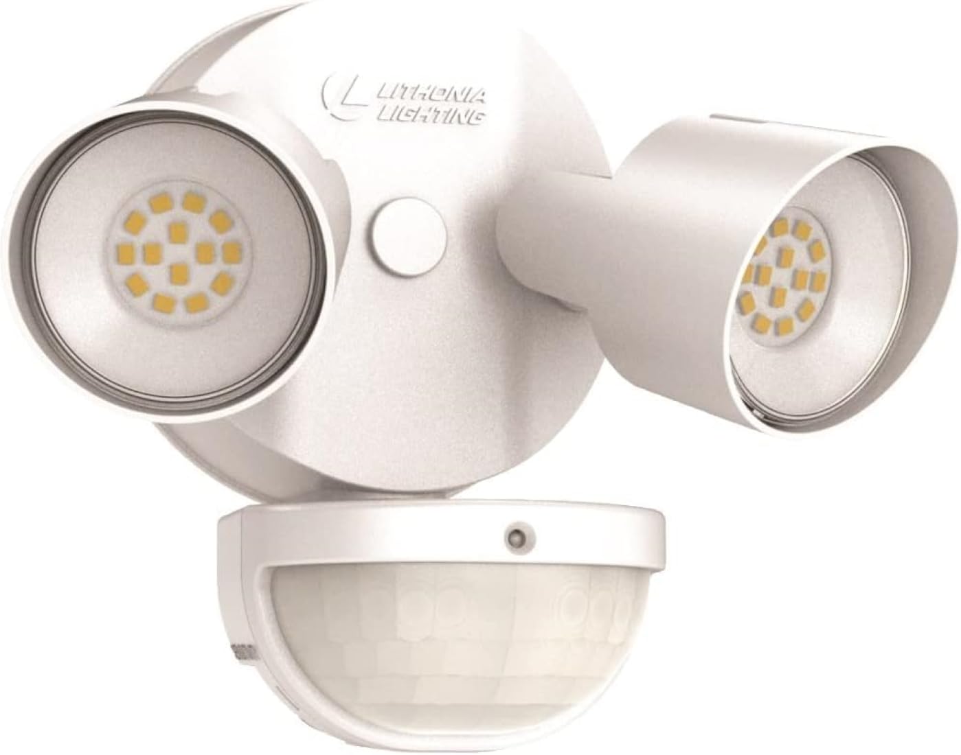 Lithonia Lighting HGX LED 2RH 40K 120 MO WH M2 HomeGuard Security Flood Lights, 4000 Lumens, 2-Light, Photocell Sensor and Motio