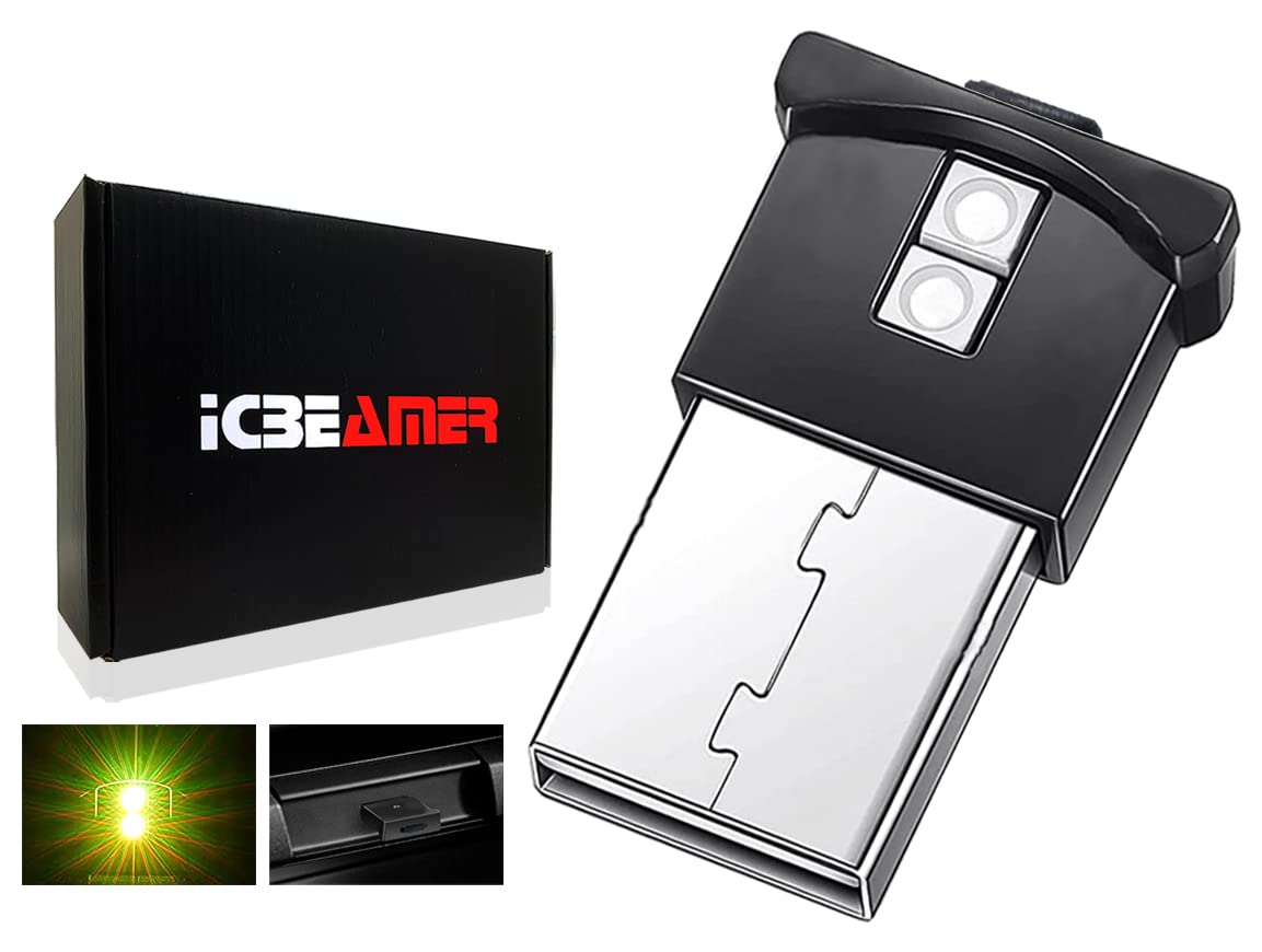 Icbeamer Smart Usb Adjustable Brightness Color: Yellow, Auto Led Interface Plug-In Miniature Night Light Led For: Automotive Car Van Pickup Truck Interior Trunk Ambient Atmosphere Light