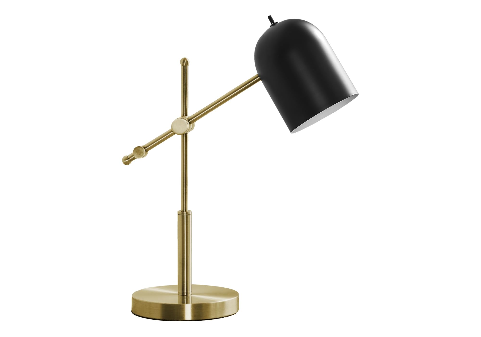 Monarch Specialties 9766, Contemporary Lighting 18&quot; H Table Lamp Brass Metal Black Shade, 13.5&quot; L x 6.5&quot; W x 18.5&quot; H, Gold