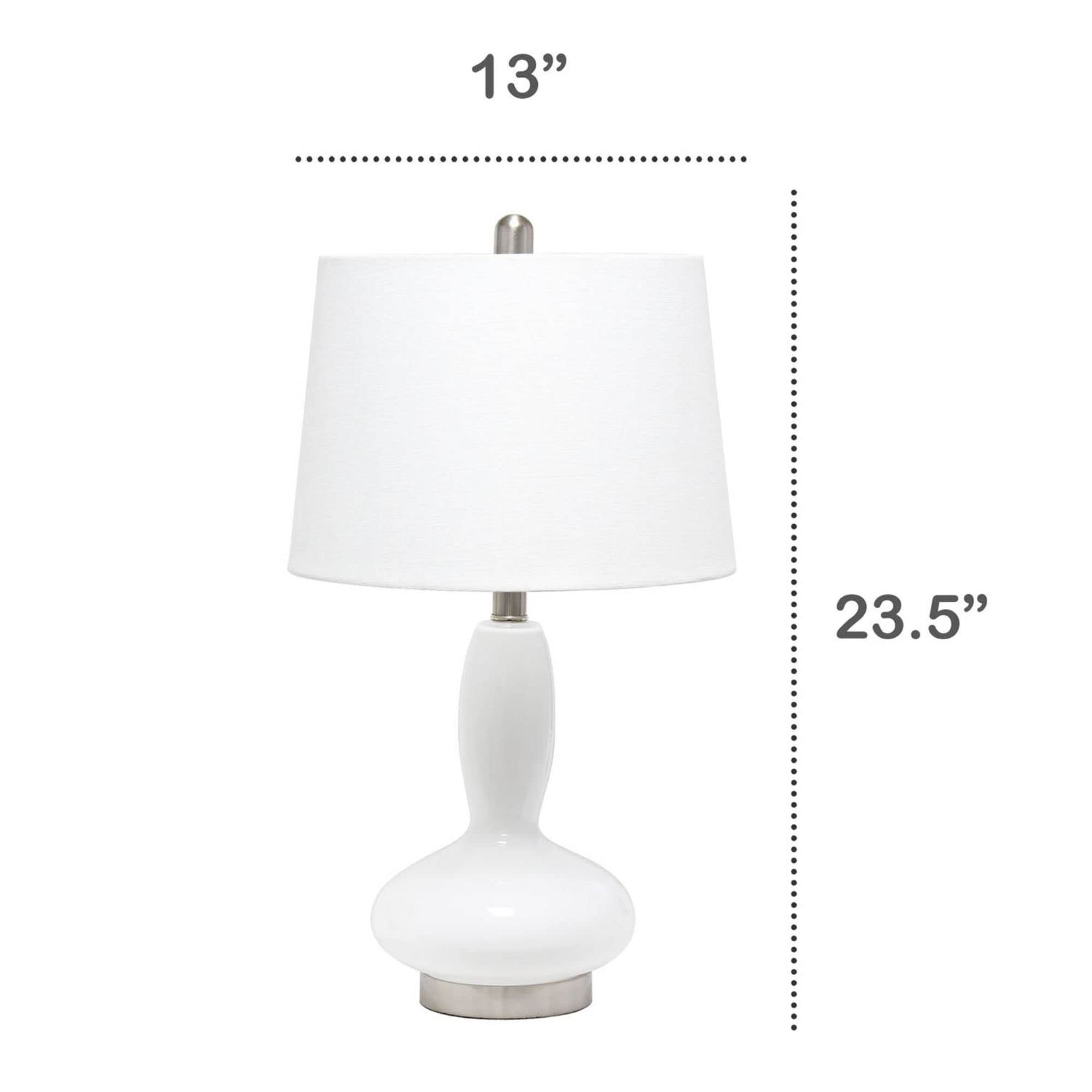 Lalia Home Contemporary Glass Dollop Table Lamp With White Fabric Shade - White
