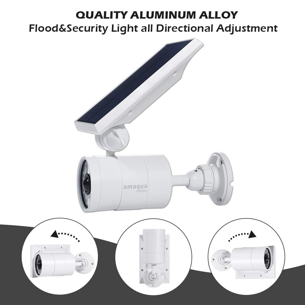 Amaqua Solar Motion Sensor Lights, 1400-Lumen, 9W Led, Outdoor Security Spotlight, White, 2 Pcs