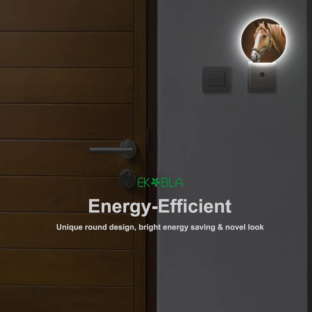 Ekobla Watercolor Horse Night Light Brown Horse Wild Life Animal Night Lights Plug Into Wall Home Auto Sensor Led Dusk To Dawn L