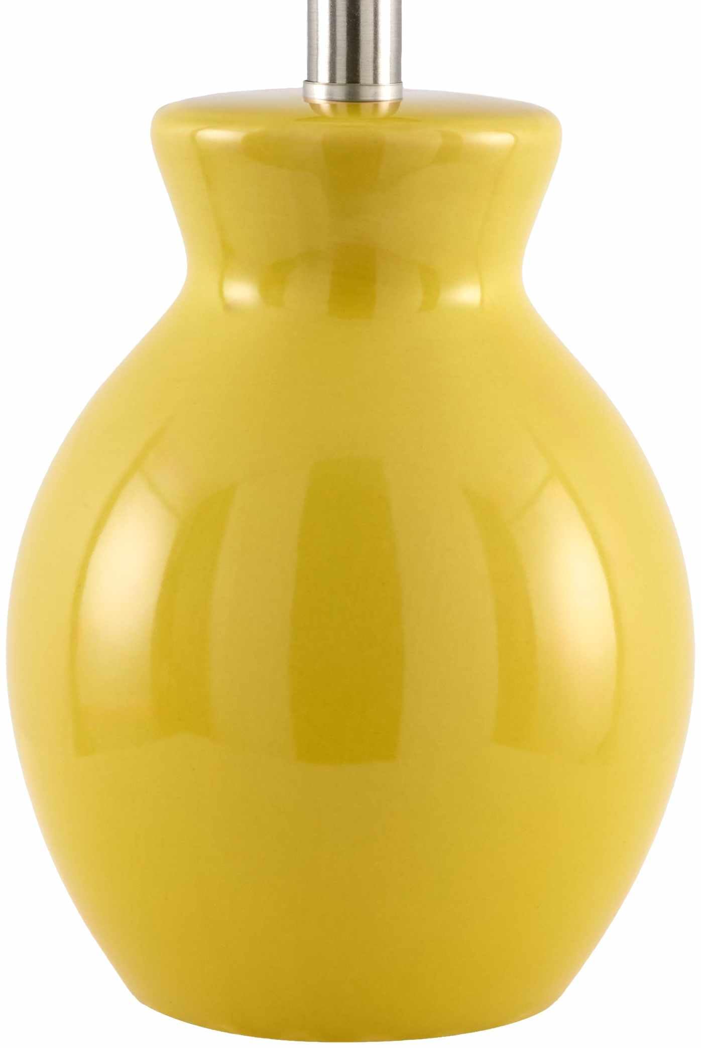 BoutiqueRugs Ceramic Bedside Table Lamp - 15inH Taper - Mustard, White - Model SPXZVB1-031