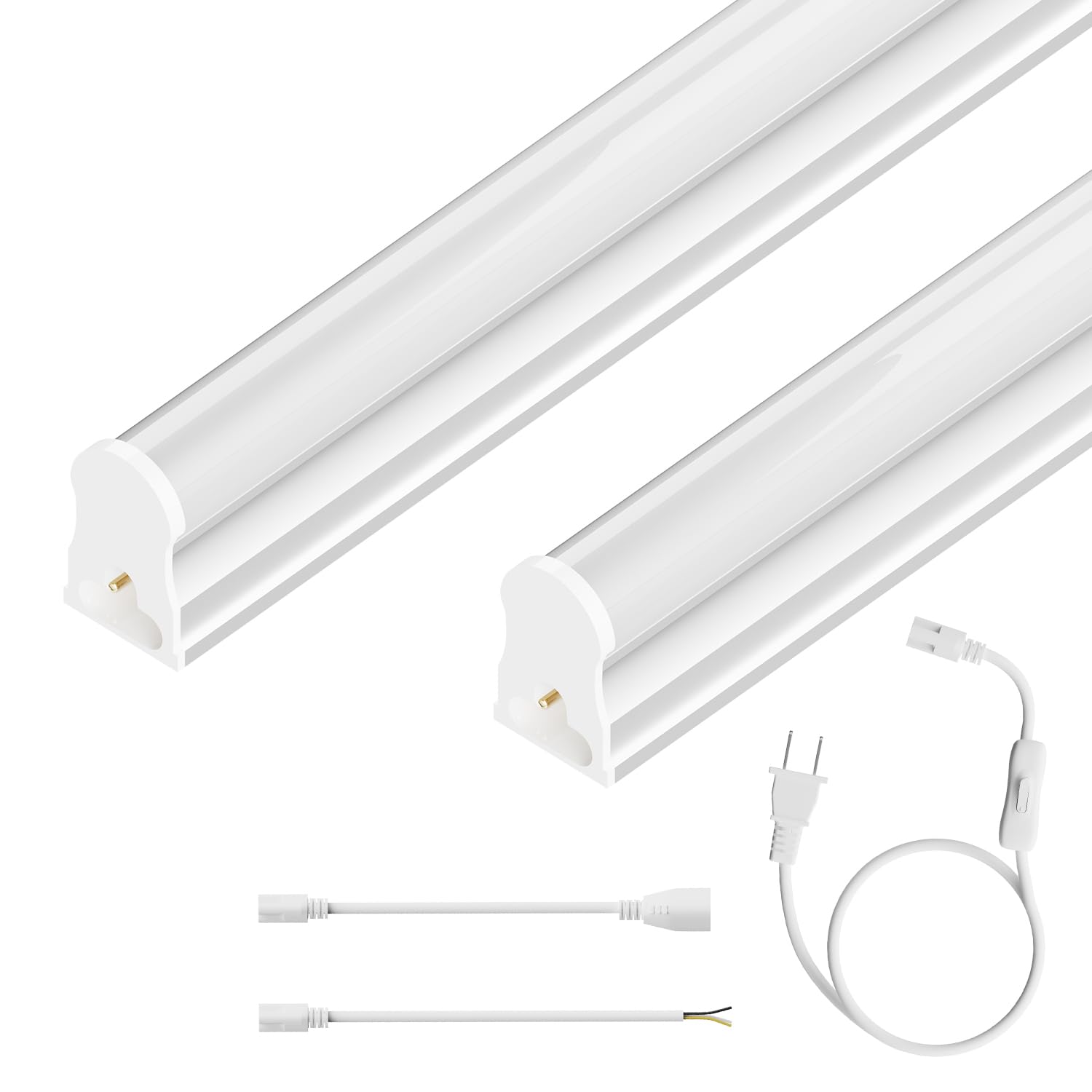 Ensenior 2-Pack T5 LED Shop Lights, 4FT 2000LM 6500K Super Bright White Integrated Single Fixture, 20W Linkable Utility Commerci