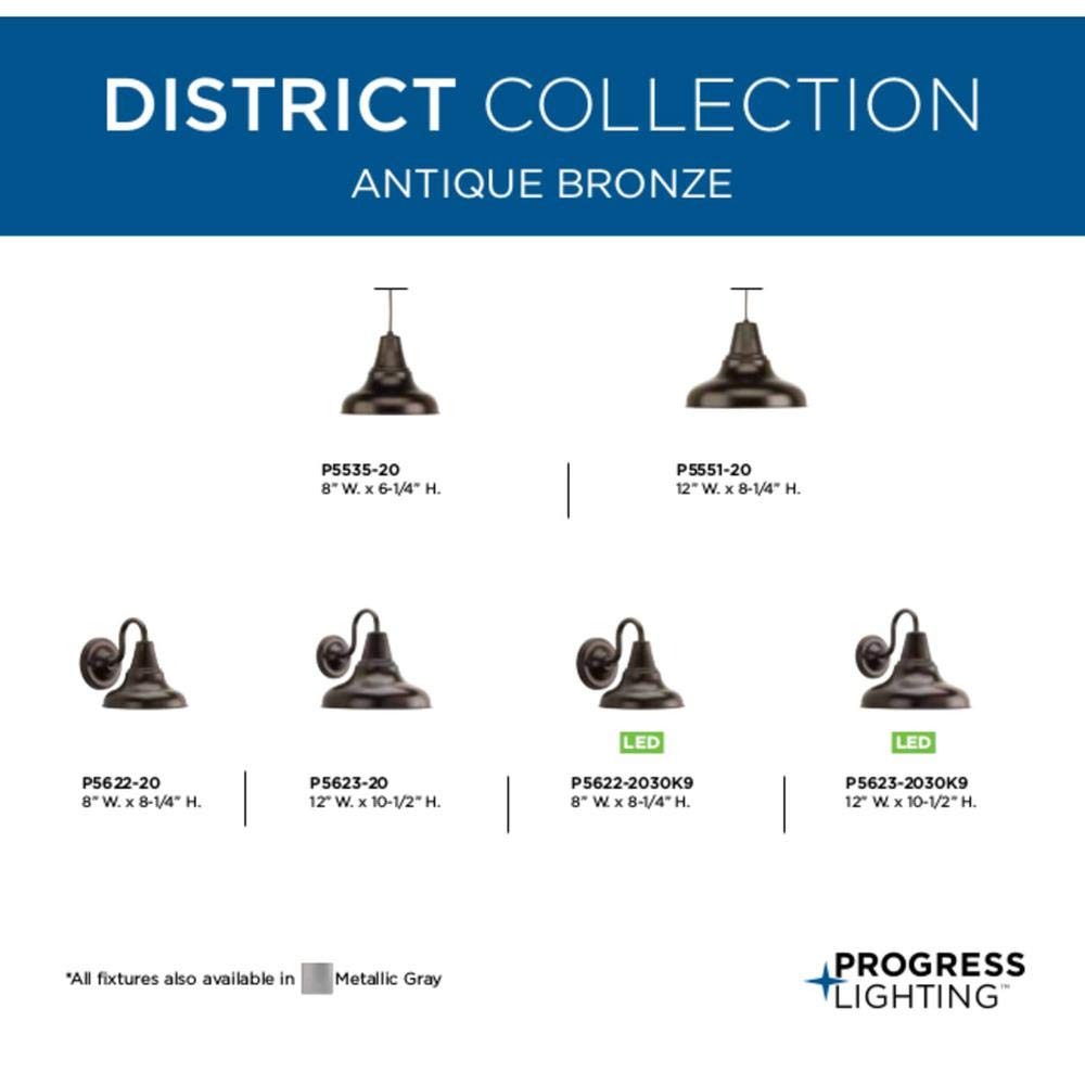 Progress Lighting 1-Light Outdoor Hanging Lantern, Antique Bronze, Aluminum, Model P5551-20