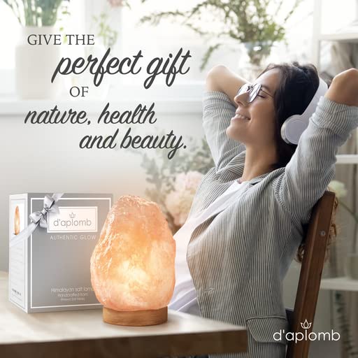 D'Aplomb Himalayan Salt Lamp - 100% Natural, Large Hand-Carved Crystal, Dimmer Cord, 12 Lbs
