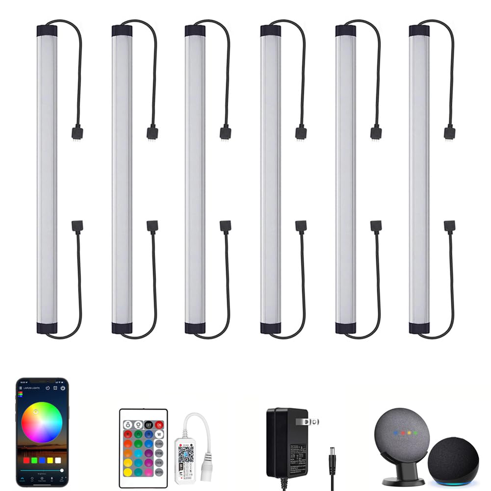 LAIFUNI RGB Under Cabinet Lights, LED Linkable Light Bar, 12 Inch Remote Closet Lights Compatible with Alexa, Google Home, Dimma