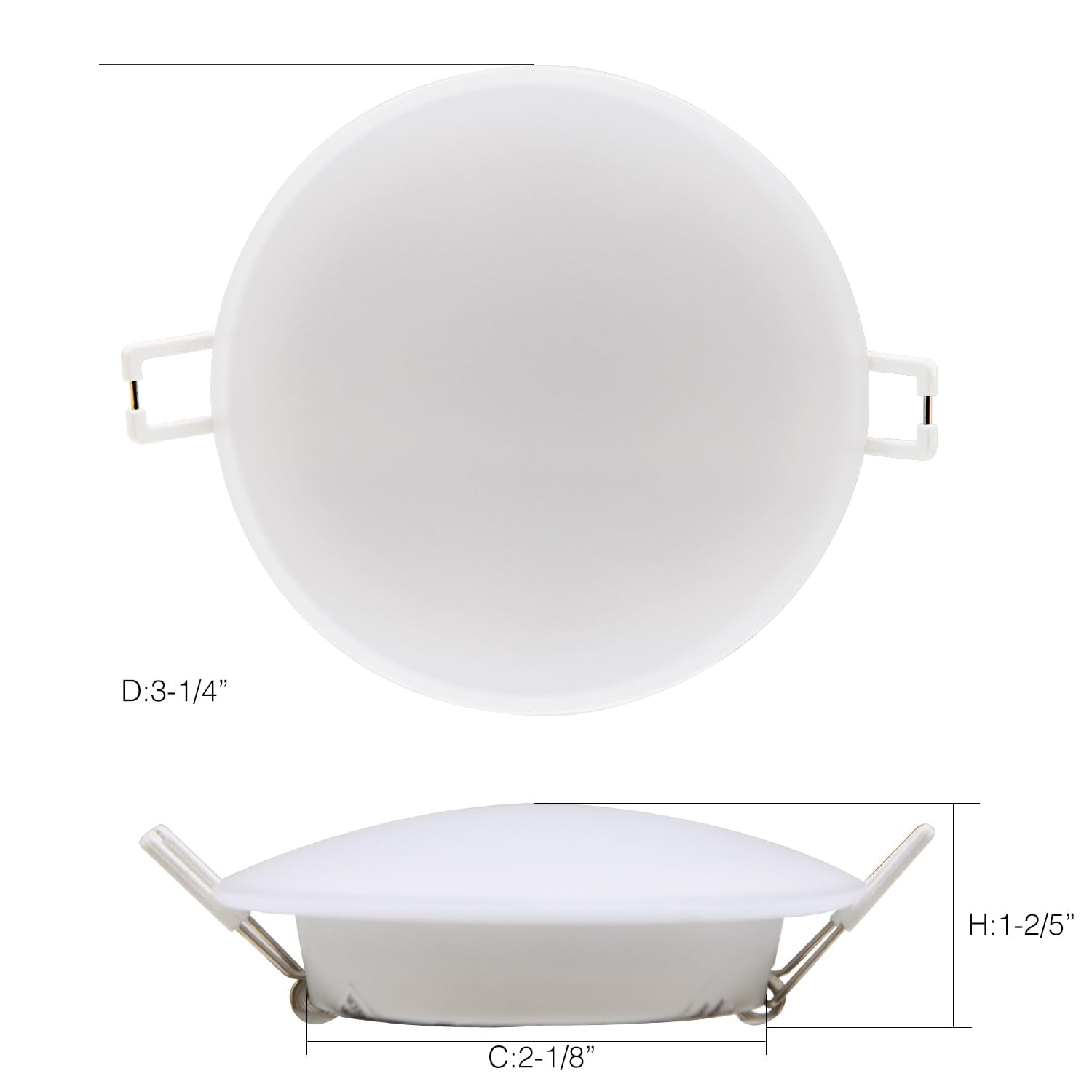 Homdec LED Recessed Ceiling Light, 3-Inch Dimmable 4W, 3500K Warm White, Metal, Model RVR3HN-34, 1 Pack