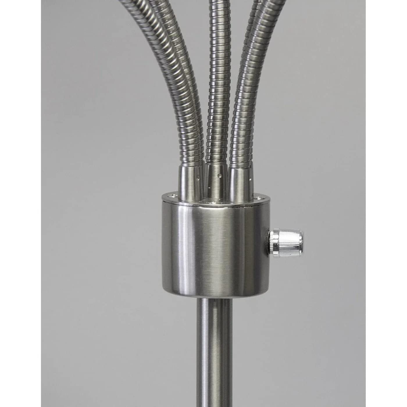 Adesso Multi-White Shade Floor Lamp, Adjustable Gooseneck Arms, Silver, Model 7205-22