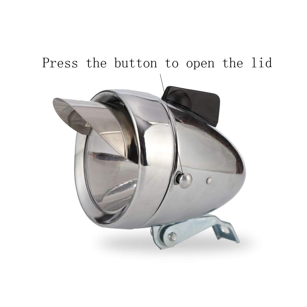 GOODKSSOP Retro Chrome Silver Bicycle Headlight - LED Night Fog Lamp for Safety Cycling - Classic Vintage Style