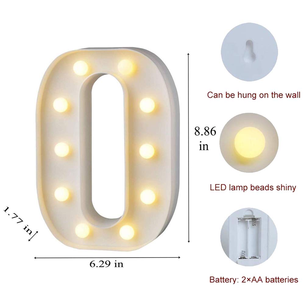 MUMUXI Marquee Light Up Letter O | Battery Powered | Acrylonitrile Butadiene Styrene | Bright Decor for Wedding, Party, Celebration