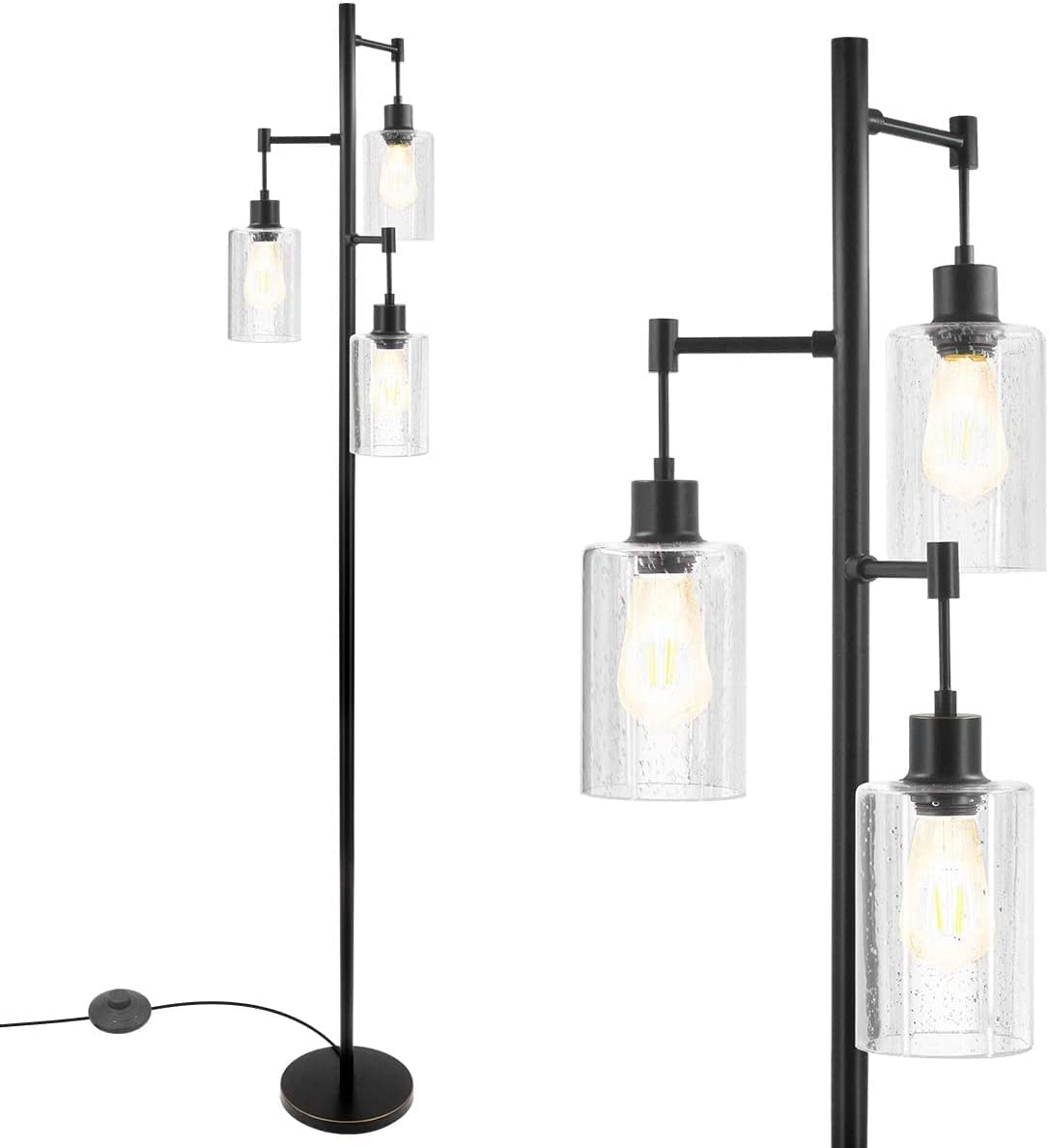 Eietonte 3 Pack Clear Seeded Glass Lamp Shades, 5.9In Height, 3.9In Diameter, 1.7In Fitter, Cylinder Bubble Glass Shade Covers, Seeded Glass Replacement For Pendant Light Chandelier Wall Sconce
