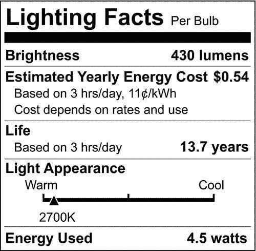 Satco S9580 Warm White LED T10 Bulbs, E26 Base, 4.5W, Clear, 6 Count, 2700K, 120V - Energy Efficient Lighting