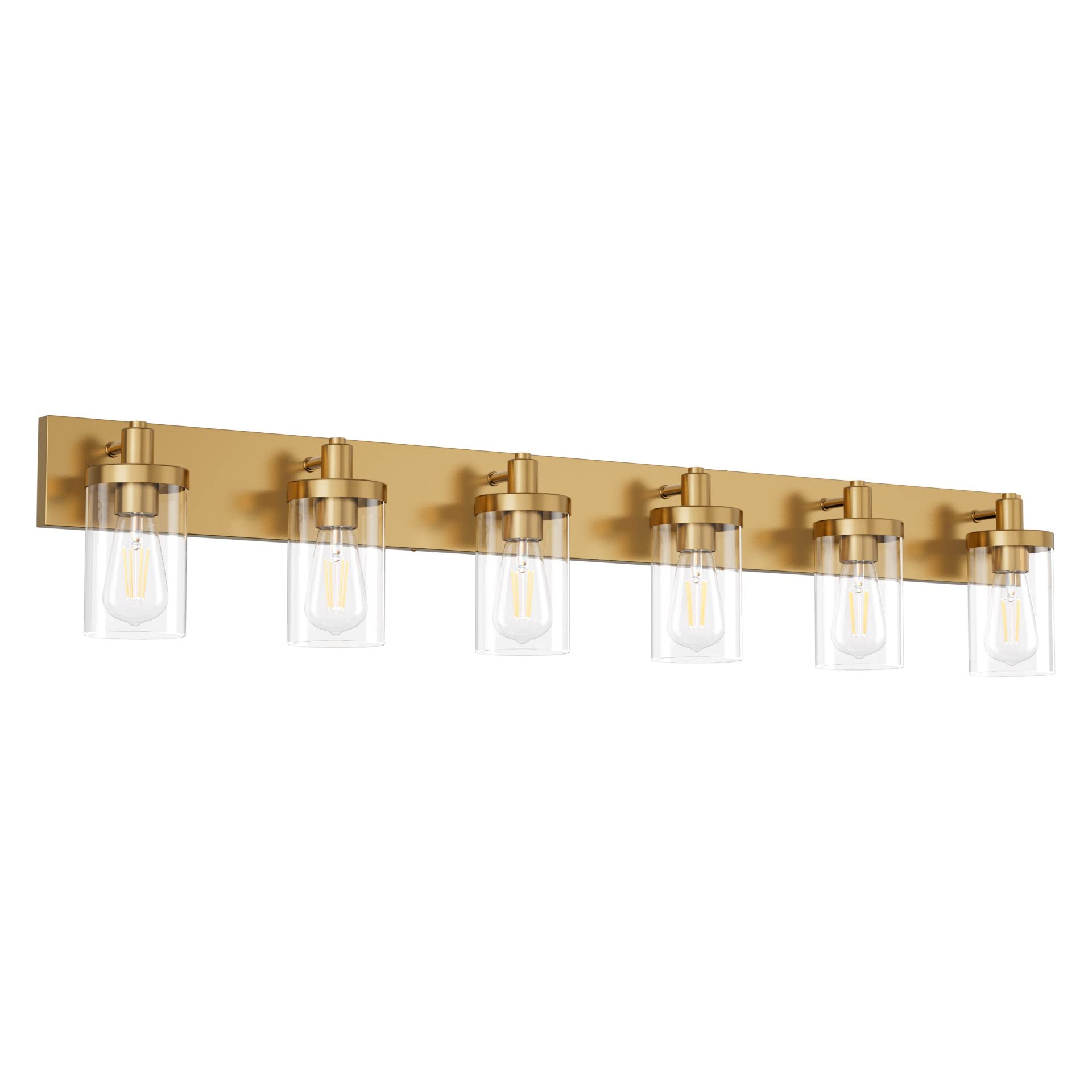 Aipsun Gold Bathroom Vanity Light, 6-Light, Aluminum, Model GW-1136, Clear Glass Shade
