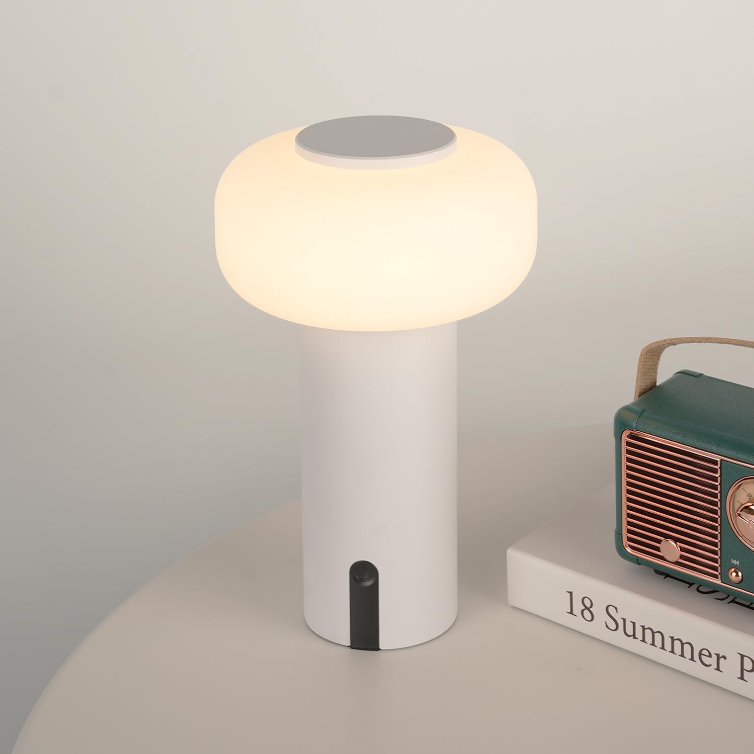 WEILAILUX Shower Lamp, Waterproof Cordless Table Lamp, Rechargeable Touch Dimmable Night Light, White, Model WL-3690
