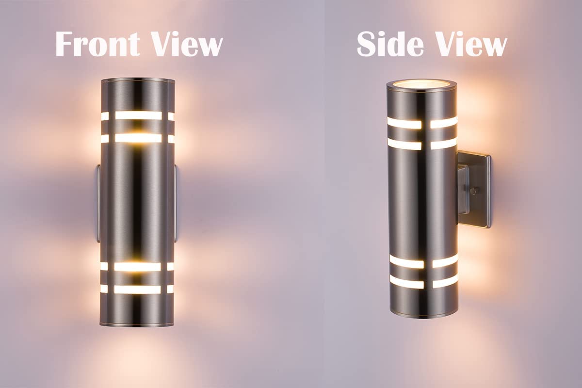 TENGXIN Outdoor Wall Sconce, Waterproof Stainless Steel Light Fixture, UL Listed, Brushed Nickel, 1 Pack, Model TXWLSS0009A