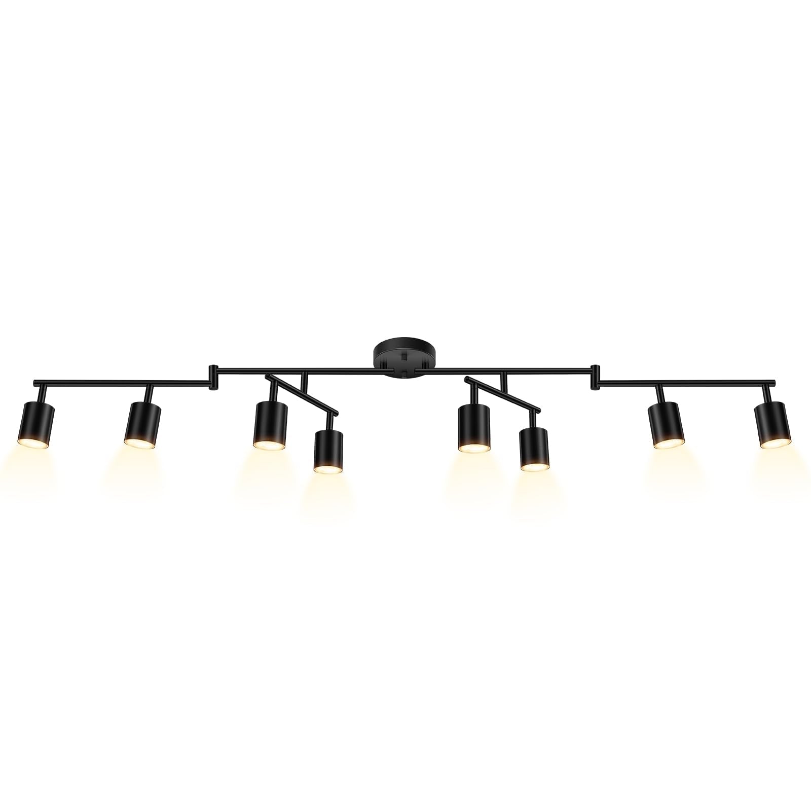 BoostArea LED 8 Light Track Lighting Kit, Black 8 Way Ceiling Spot Lighting, Flexibly Rotatable Light Head for Kitchen, Living R