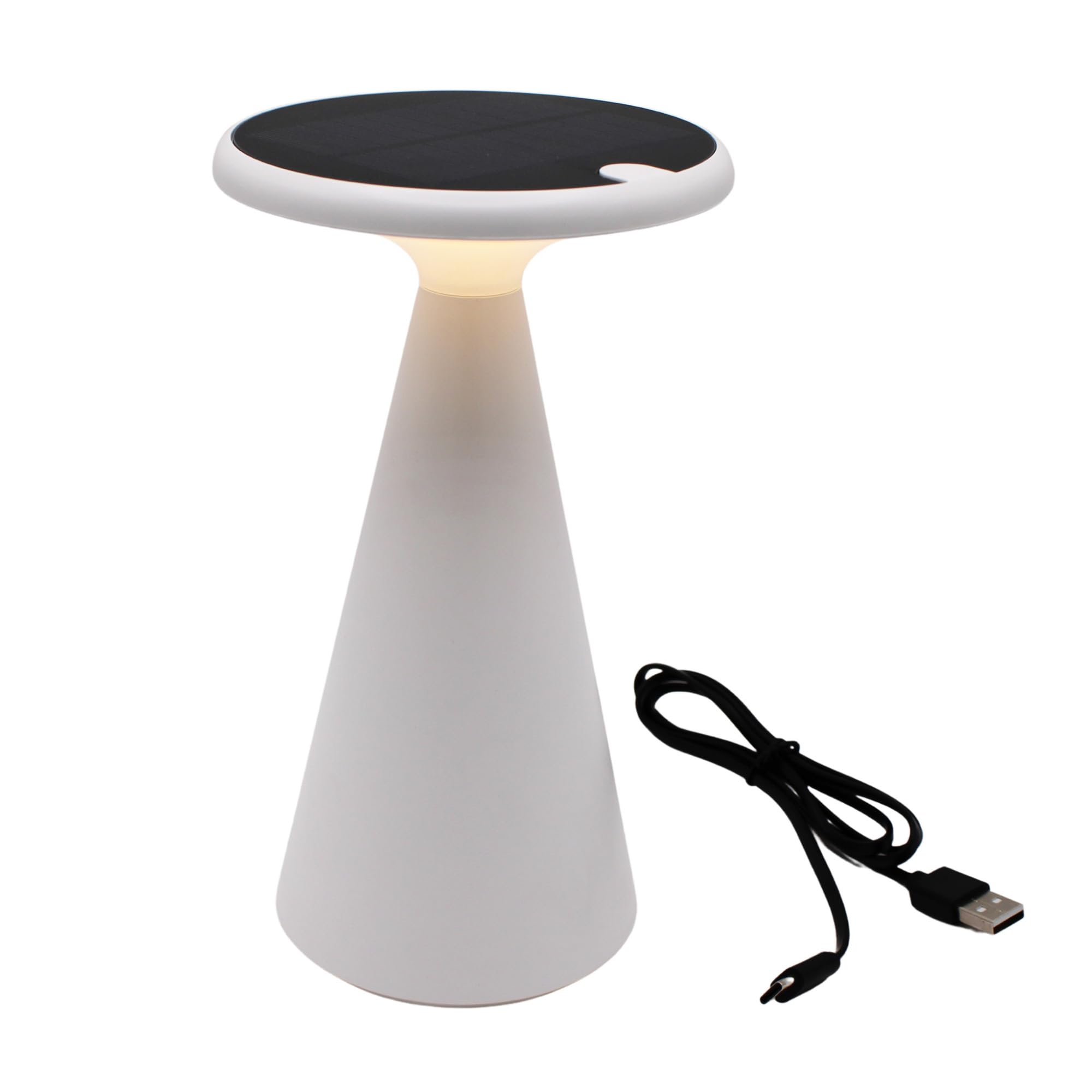 VerLuce Portable Solar Powered LED Table Lamp - 1.6W, 160 Lumens, IP44, Rechargeable Battery - White - Model VER-SL1-WHT