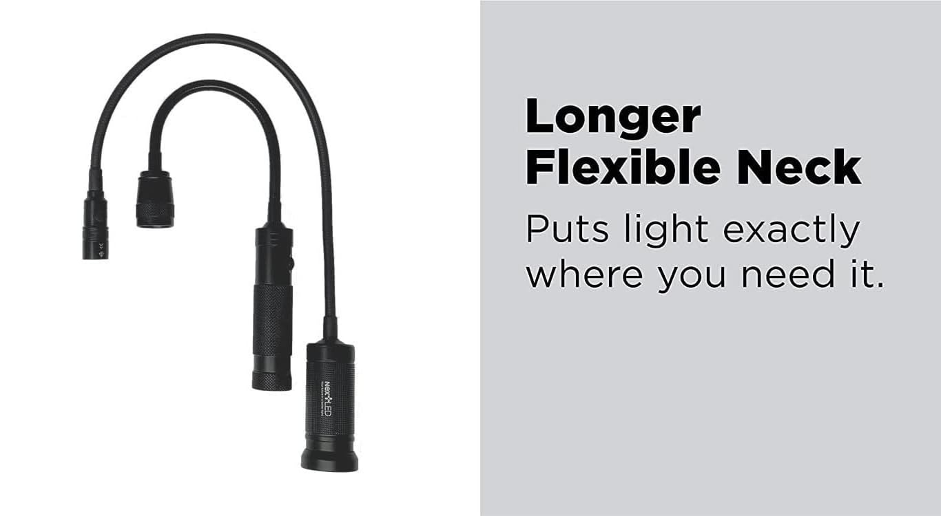 Nextled Nt-7647 20-Inch Gooseneck Flashlight With Magnetic Base, Cree Led, Zoomable Lens, Ip54 Rating Waterproof. Flexible Led Light, Work Bench, Auto Repair, Grill Light, Inspection
