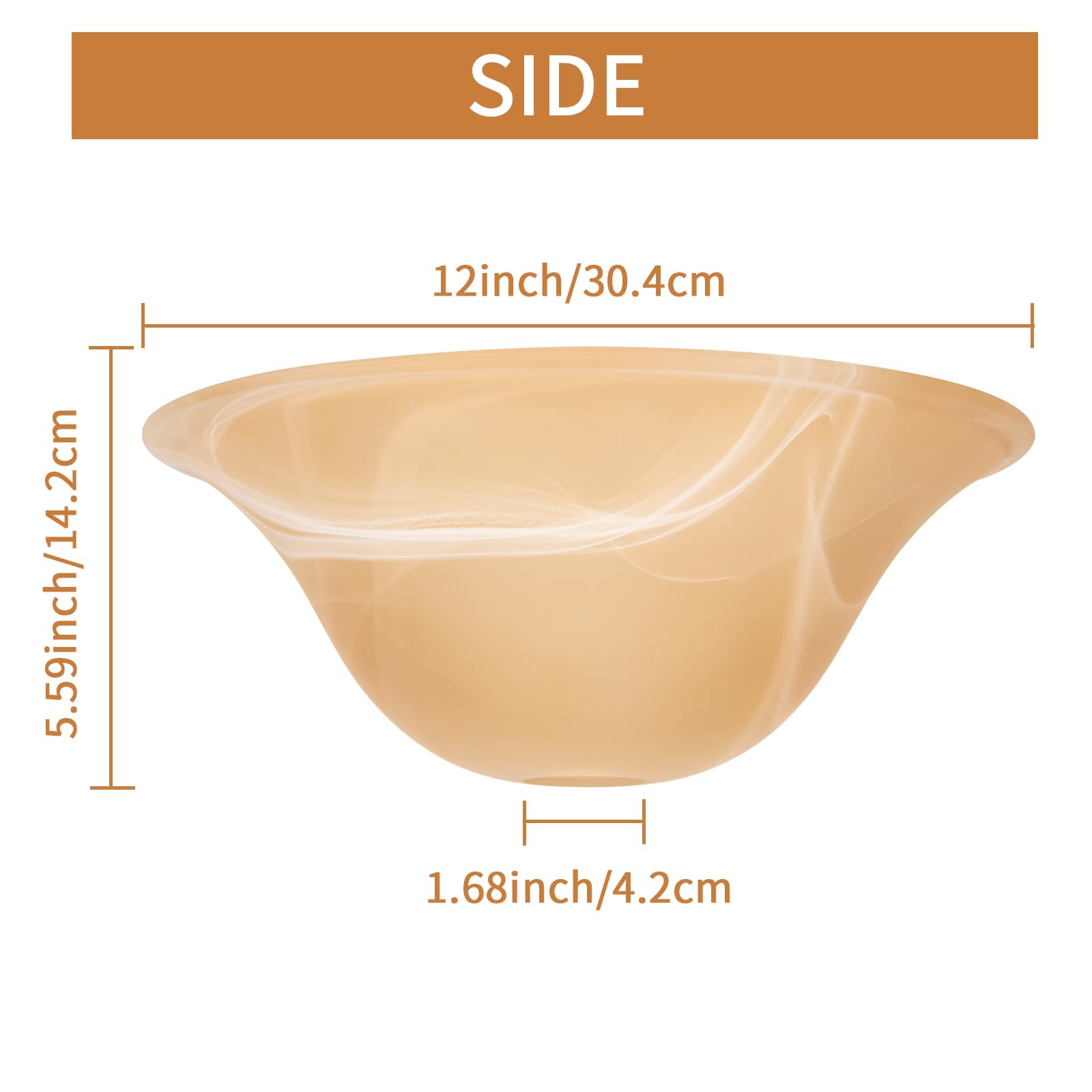 HonoDing Glass Lamp Shade Replacement for E26 Torchiere Floor Lamps, Amber Alabaster Bowl Shade, Model CX00035