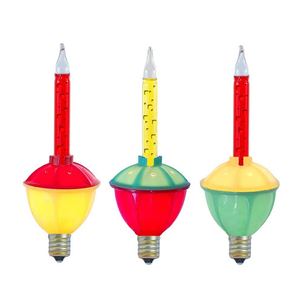 Novelty Lights Christmas Bubble Light Replacement Set - C7/E12 5W, Red/Yellow, 3 Pack