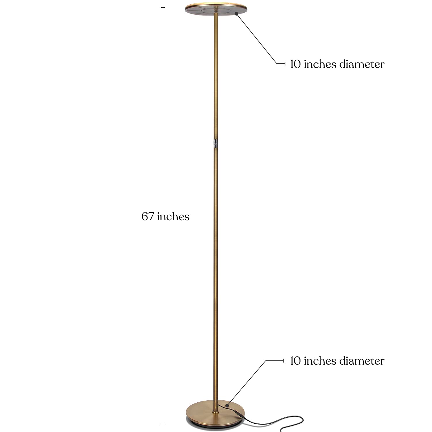 Brightech Sky Flux Dimmable LED Floor Lamp, Antique Brass, 3 Light Options, Model BT-FL-SKY30DLX-ANTQ-BRSS