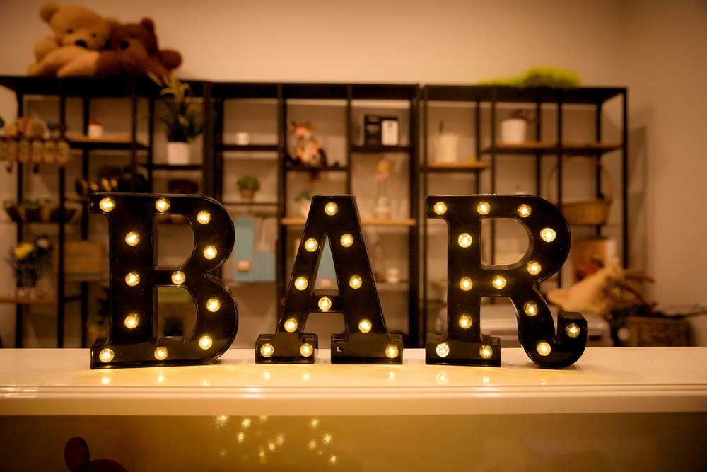Foaky LED Marquee Number Lights Sign, Battery Powered, Plastic, Black, Ideal for Weddings, Birthdays, Christmas, Home Bar Decoration