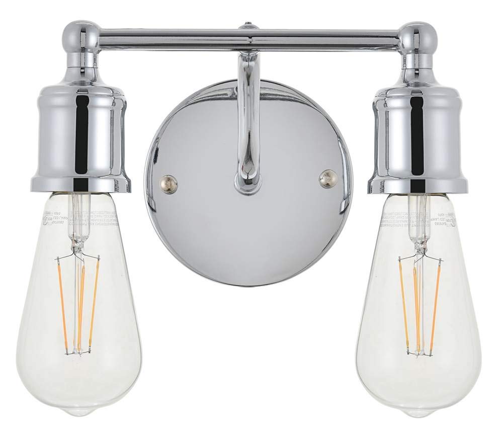 Living District Serif 2-Light Mid-Century Metal Wall Sconce in Chrome