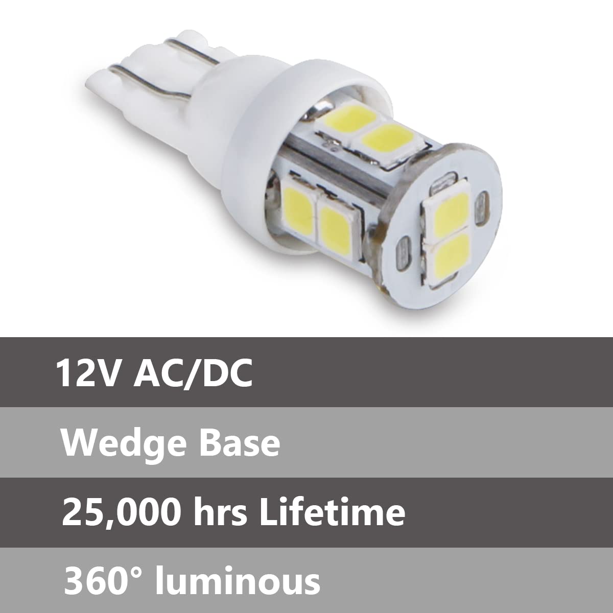 HUTTUUBUDU LED Landscape Light Bulbs 1W 12V Cool White 6000K, Wedge Base T5, 8 Pack Garden Bulbs, Low Voltage Incandescent