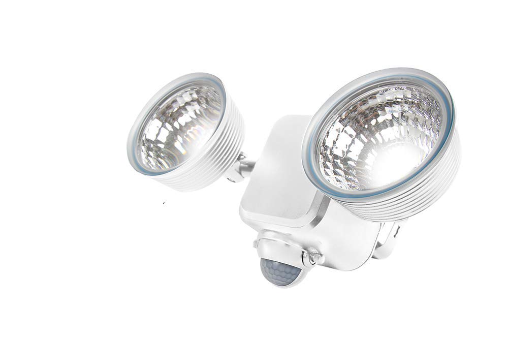 Limitless Innovations Lumenology Dual Security Motion Sensor Spotlights - 1000 Lumen LED, Adjustable Heads, Waterproof, White, Model LMLGY-DMSL-002