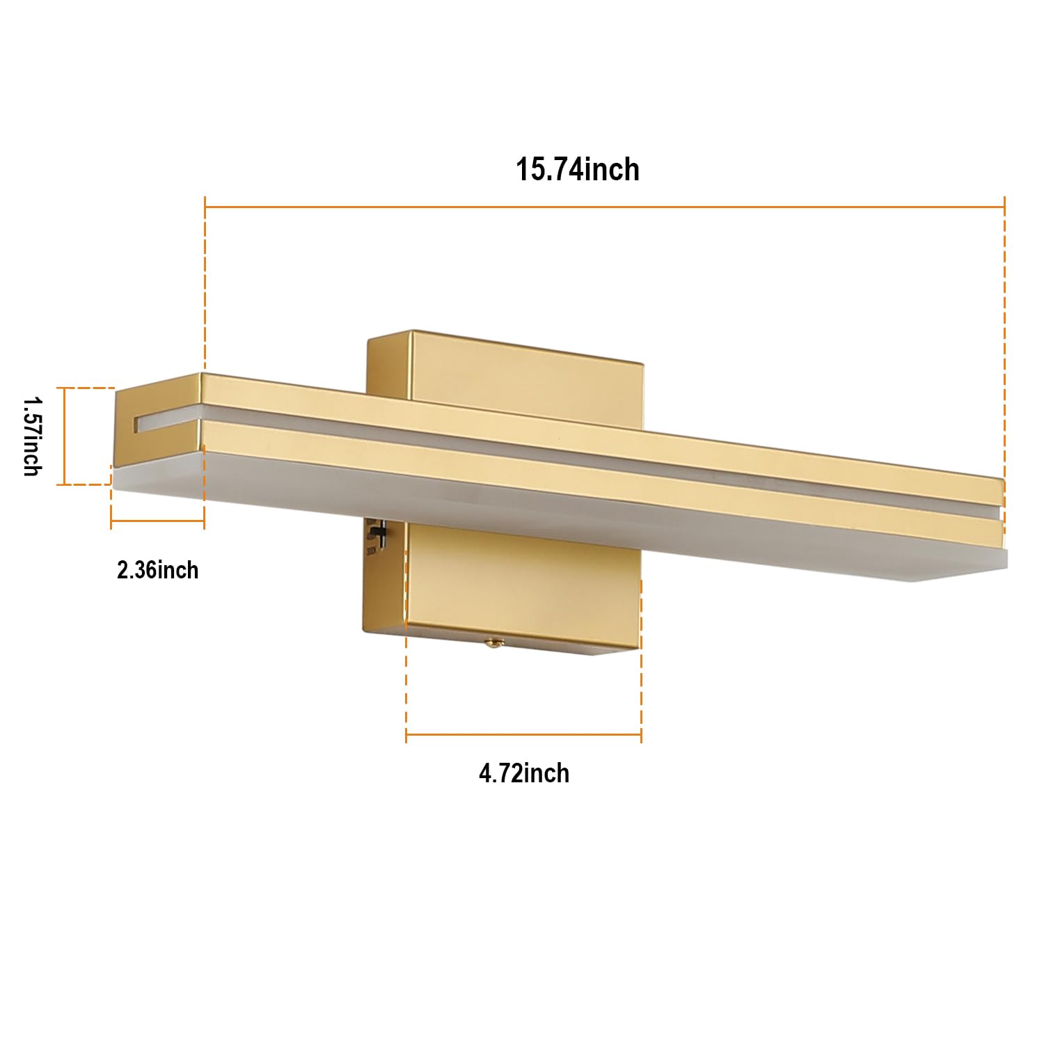 Sinerise Led Modern Bathroom Vanity Light Fixtures (16-Inch, 3000K/4000K/6000K, Dimmable), Gold Modern Acrylic Bathroom Wall Lig