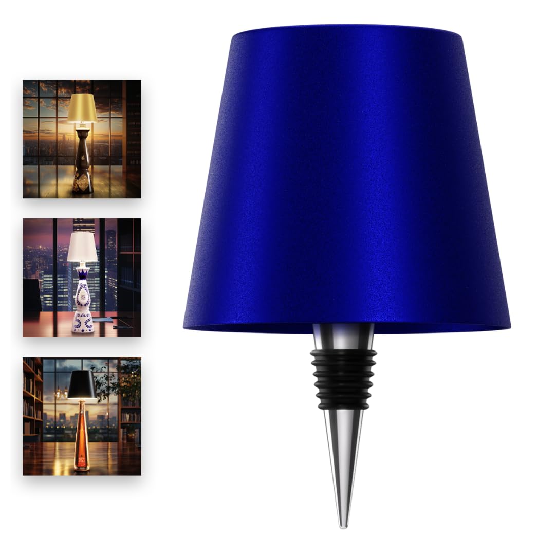PRIDOLA Wireless Bottle Lamp - 3000K Warm Light, Waterproof, Rechargeable, Navy Blue, Model WBL02