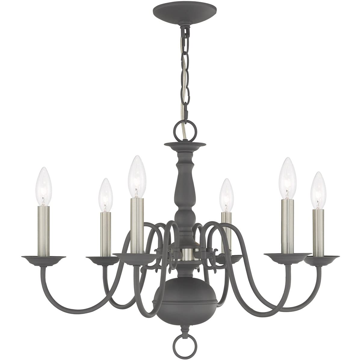 Livex Lighting Williamsburgh 6 Lt Scandinavian Gray Chandelier