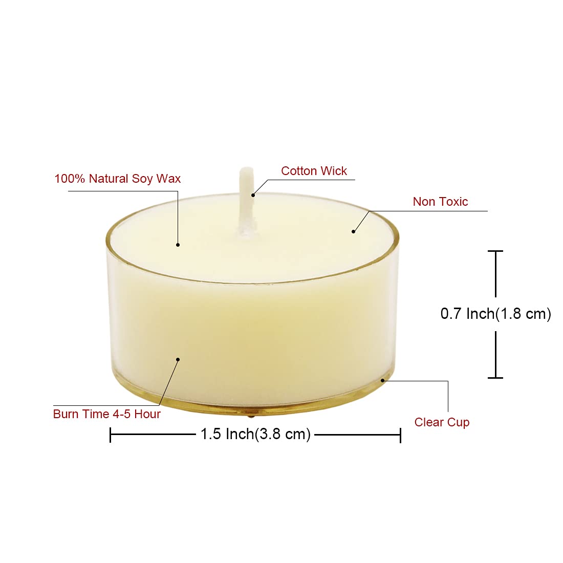 DEYBBY Natural Jasmine Scented Soy Wax Tealight Candles, 24 Pack, Clear, 4 Hour Burn Time, Aromatherapy Luxury Tea Candle Set
