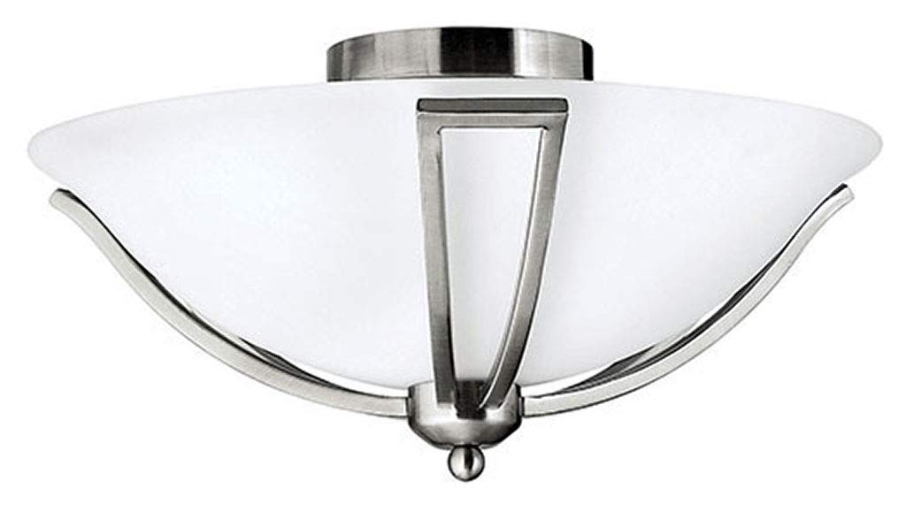 Hinkley Bolla Collection Two Light Flush Mount, 16.75in Brushed Nickel, Wood, Model 4660BN