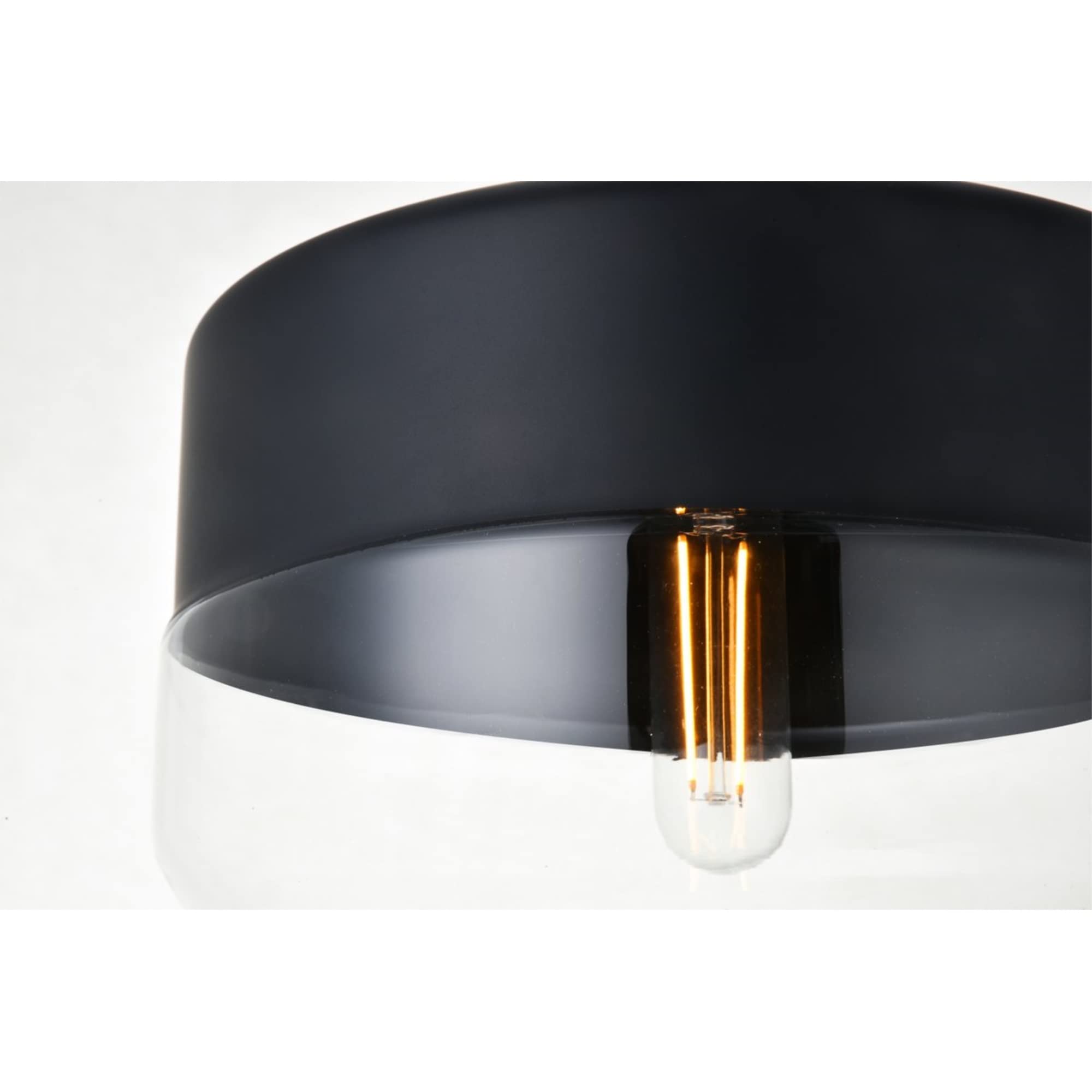 Living District Destry 1-Light Metal Pendant in Black and Clear Finish