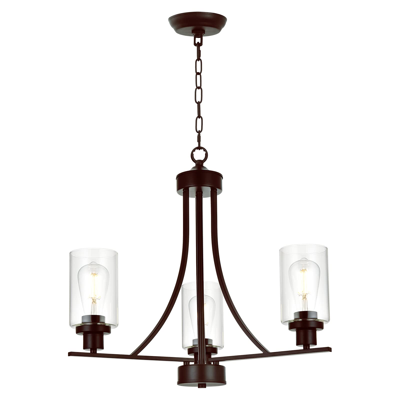 BONLICHT Chandelier 3 Lights Oil-Rubbed Bronze Metal Pendant Lighting Fixtures for Dining Room, Bedroom, Foyer, Model 357-3OB