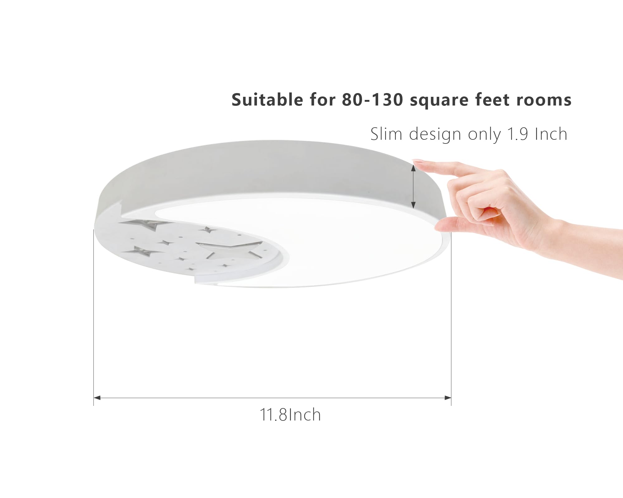 Fayotat 12 Inch Flush Mount Ceiling Light, Modern Moon & Star Ceiling Light Fixture, 3 Color Temperature Led Bedroom Lighting Fo
