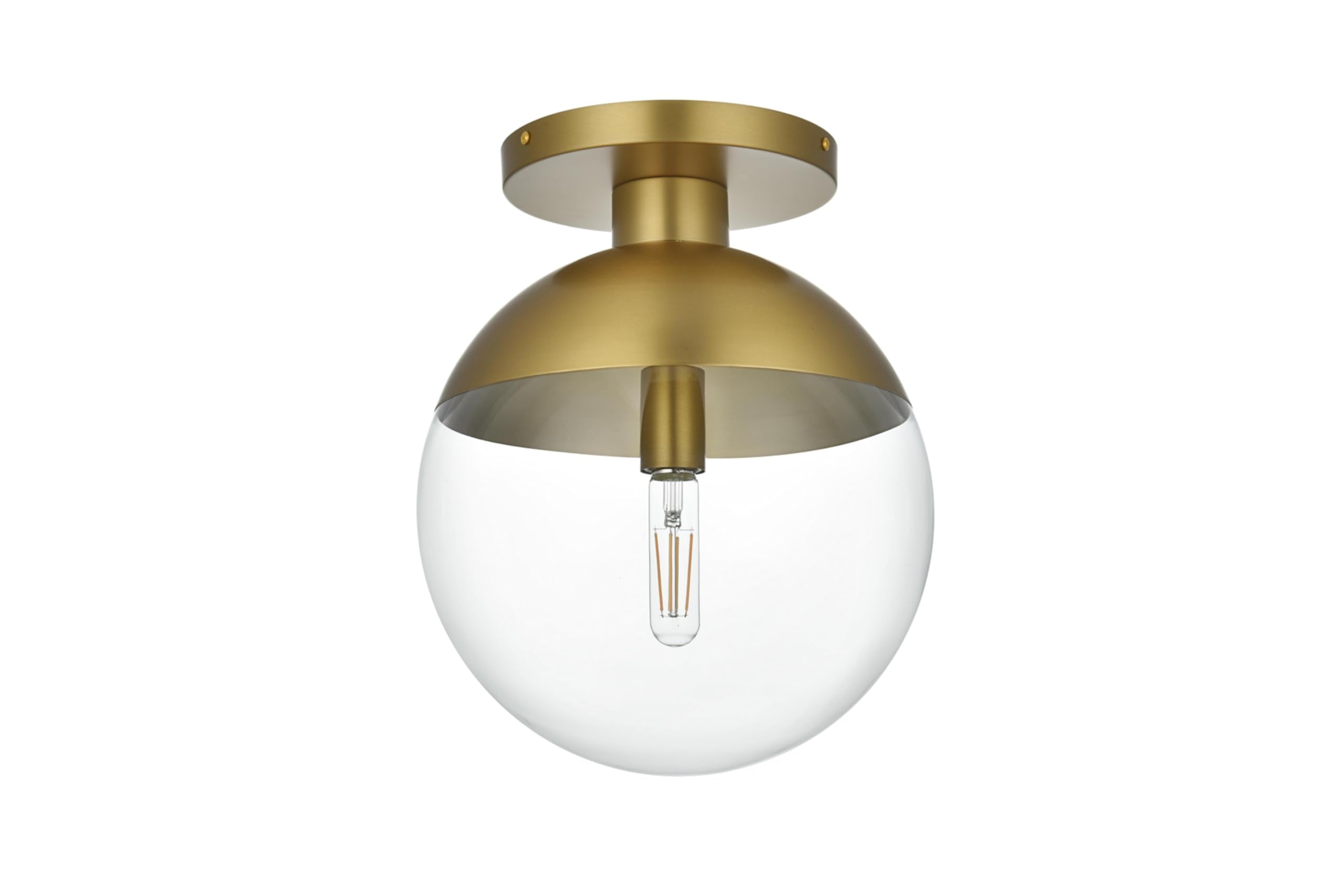 Living District Eclipse 1 Light Brass Flush Mount with Clear Glass
