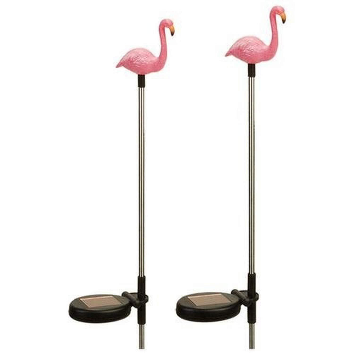 Tricod Solar Pink Flamingo Garden Stake LED Light, Medium, Model E2183, Color Changing, 2-Pack