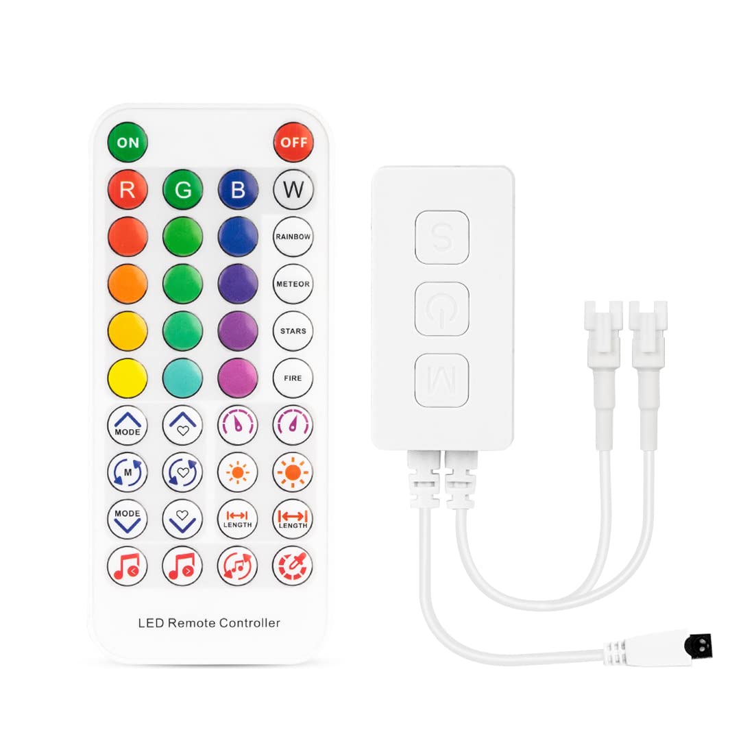 BTF-LIGHTING SP611E Bluetooth Sync Music Controller for APP/3Key Button/IR Remote Control Timer Mode with Dual Signal Output 600pixels/port Work WS2812B WS2811 for LED Pixel Band(No Adapter or Light)