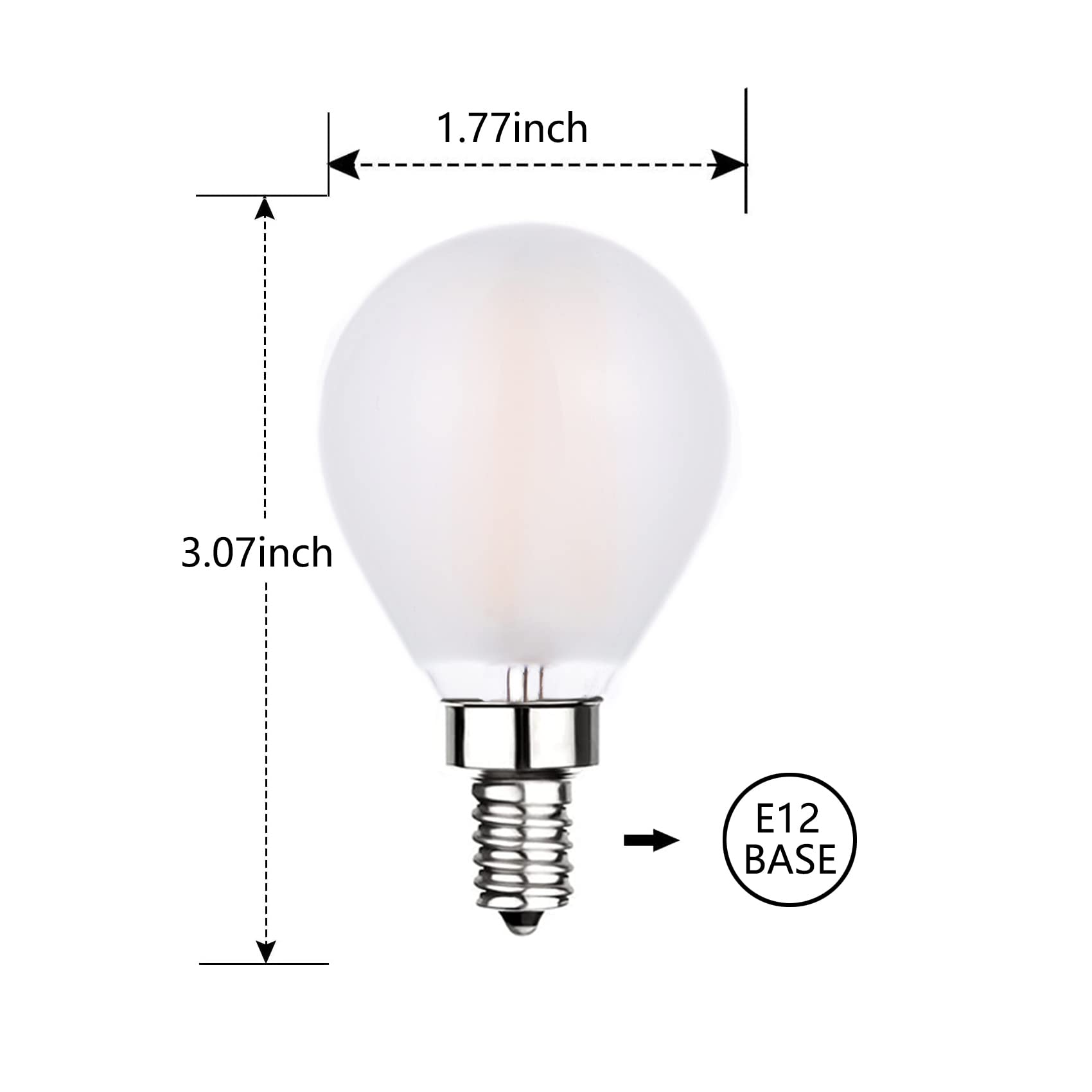 Sunaiony Led Globe Light Bulbs 60W Equivalent 6W Frosted Soft White 3000K E12 Candelabra Base Dimmable Frosted Glass Finish For